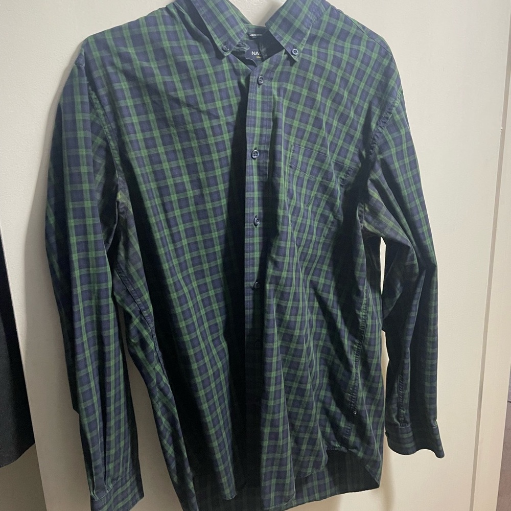 Men's Nautica Green and Blue Plaid Shirt